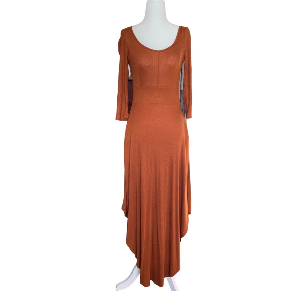 SOZY XS 3/4 sleeve Maxi dress. Copper brown. Worn once excellent condition